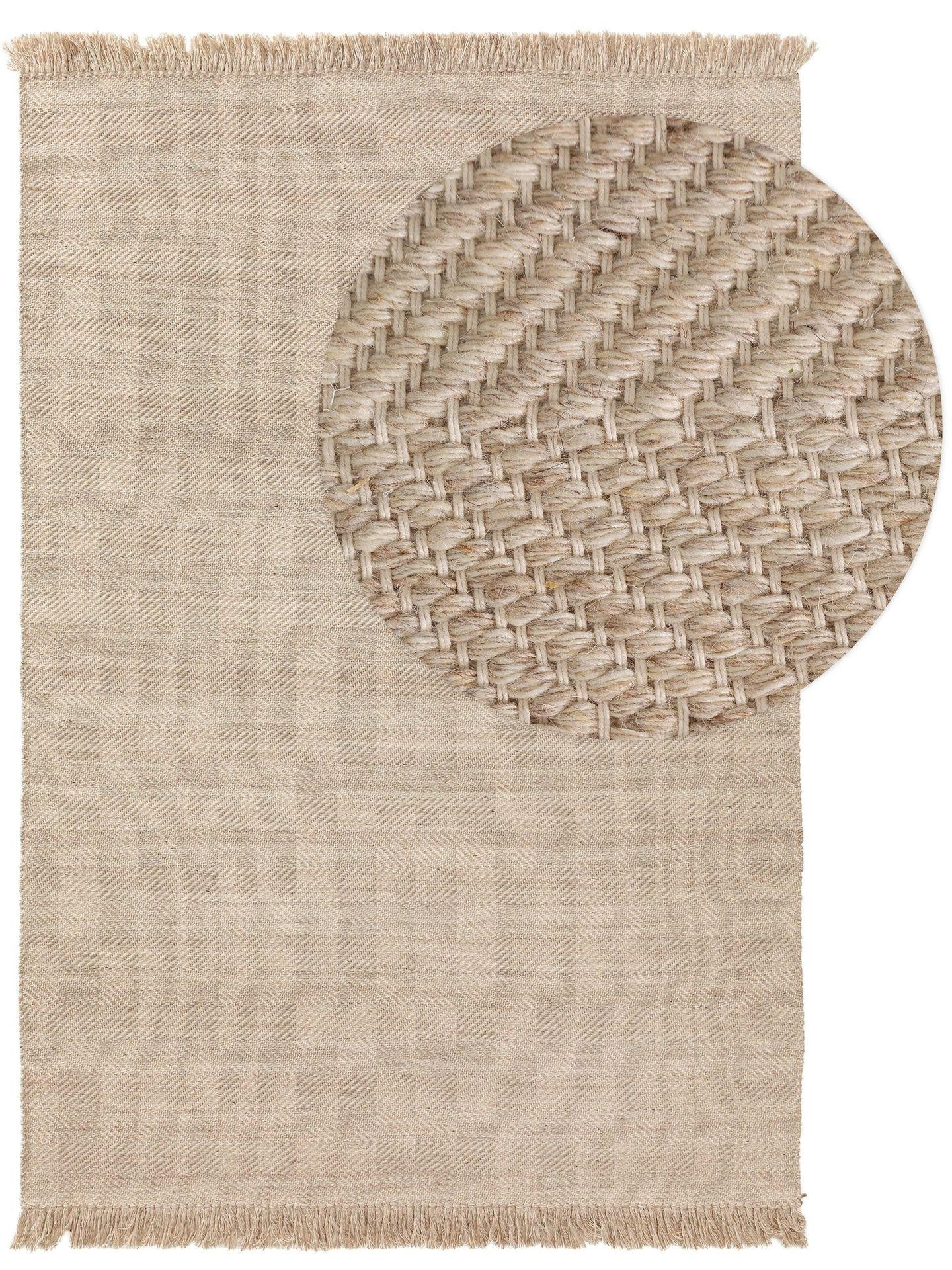 TEPPICH Wollteppich Lars Beige - Beige, Naturmaterialien/Kunststoff (200/1cm) - KUNSTLOFT