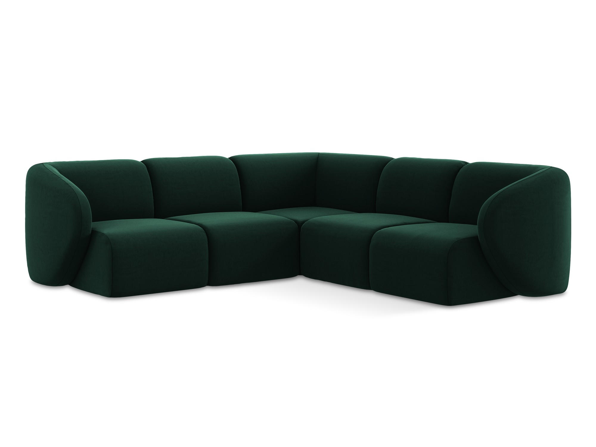 ECKSOFA Samt Stoff Grün - Dunkelgrün/Schwarz, Holzwerkstoff/Kunststoff (251/251cm) - Makamii