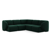 ECKSOFA Samt Stoff Grün - Dunkelgrün/Schwarz, Holzwerkstoff/Kunststoff (251/251cm) - Makamii