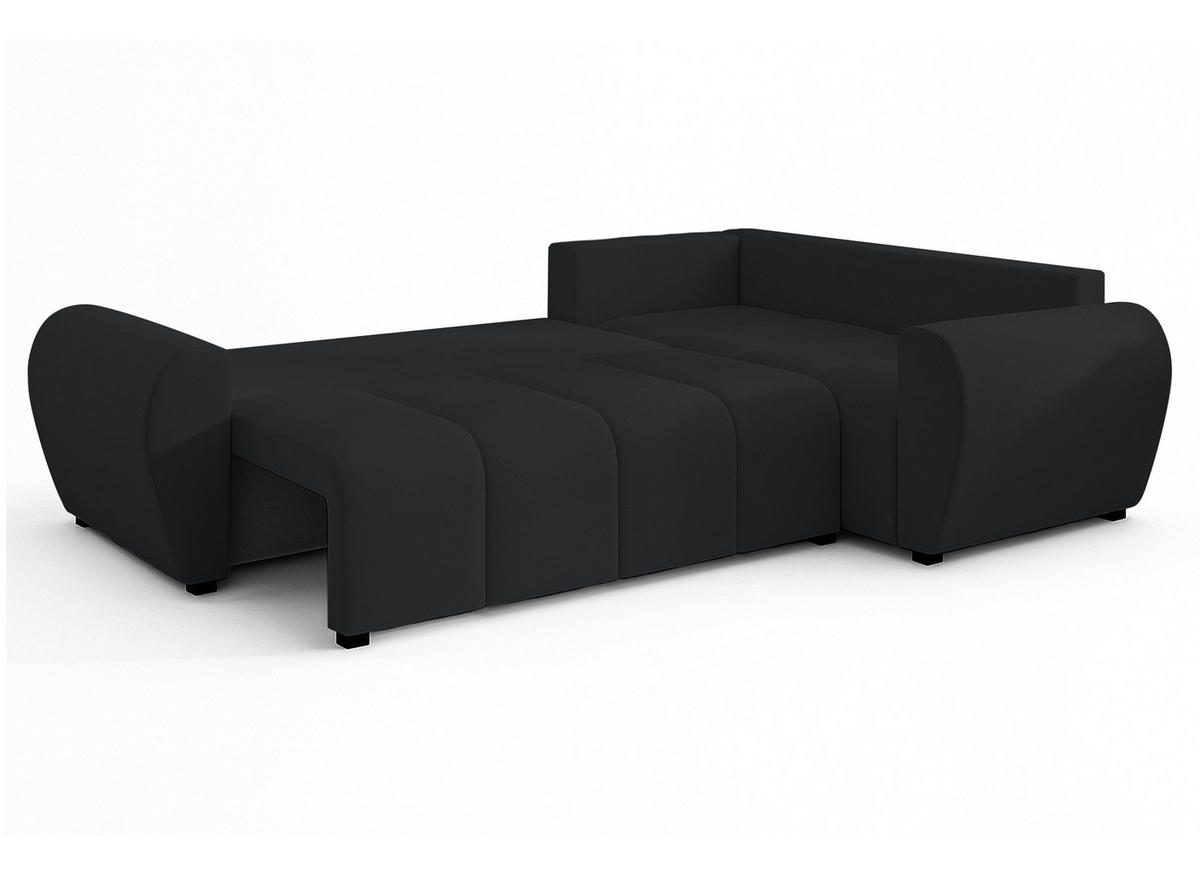 ECKSOFA L Form Malatya MAX Schwarz 246/145/82 cm stilvolle mit Schlaffunktion R - Schwarz, Kunststoff/Textil (235/175cm) - AX Living