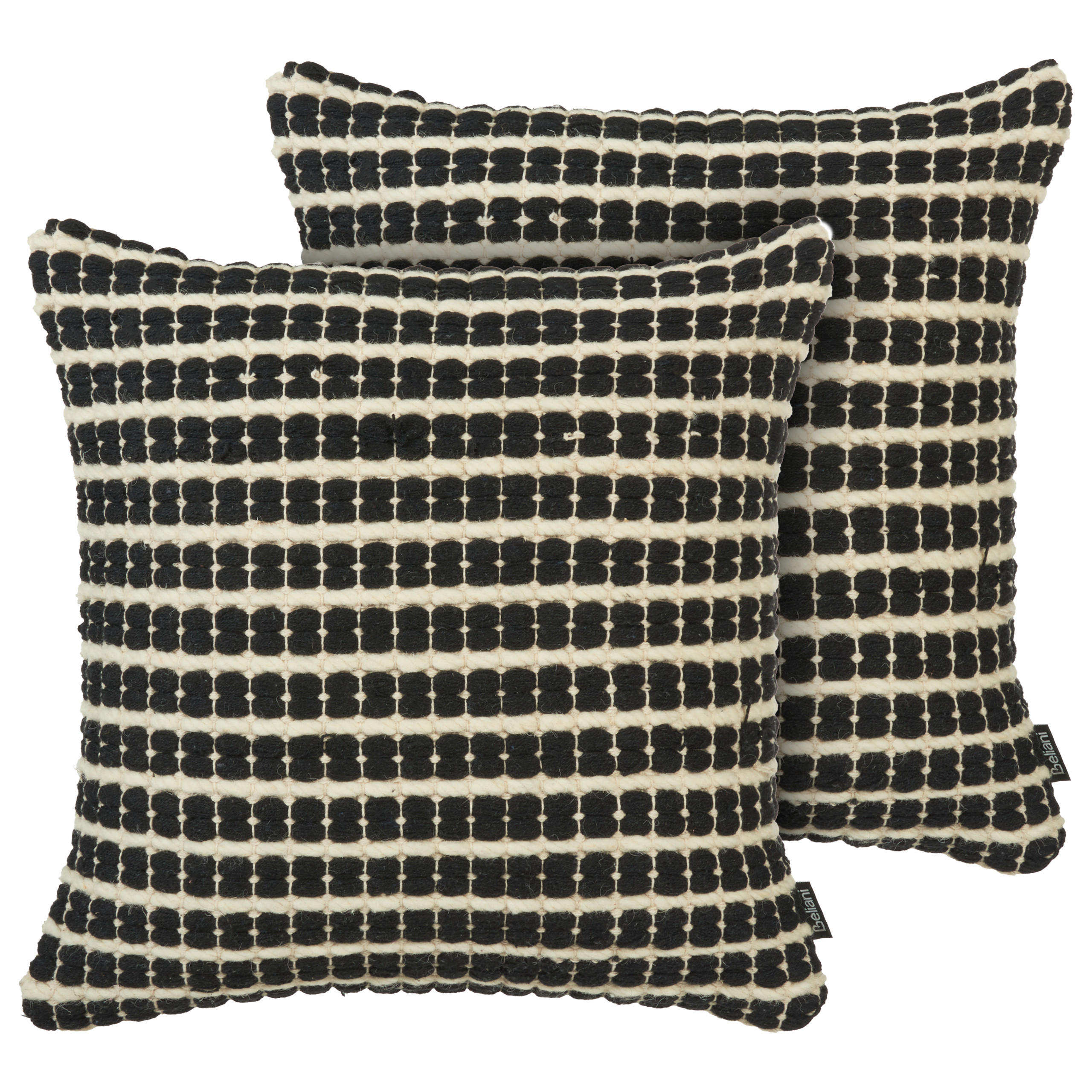 DEKOKISSEN 2er-Set Creme 45/45 cm Yoncali - Creme/Schwarz, Naturmaterialien/Textil (45/45cm) - Beliani