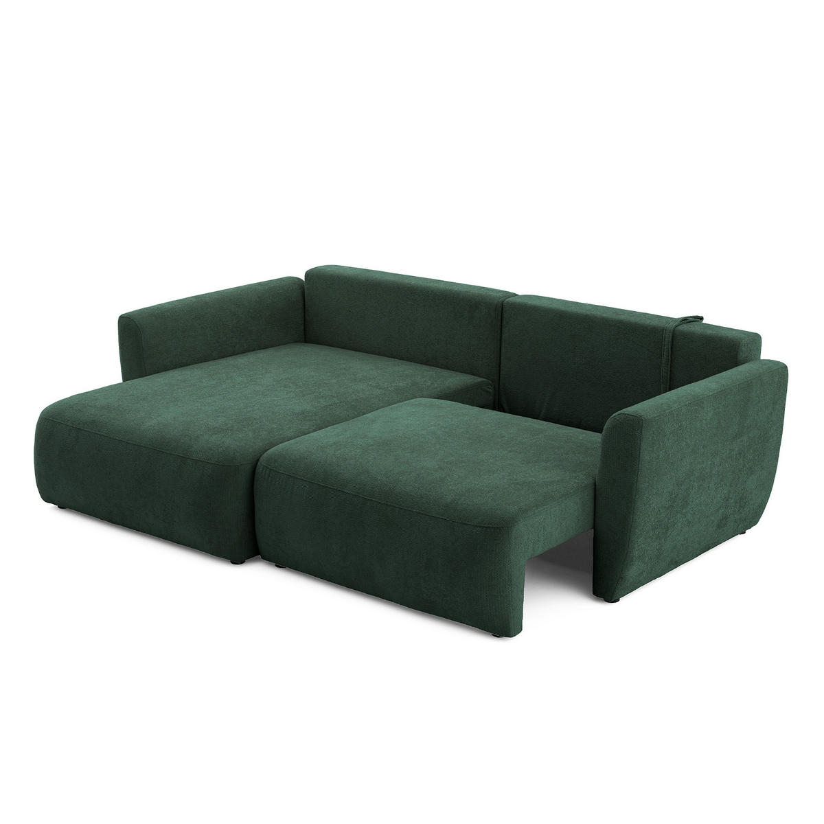 ECKSOFA BELLA L Links mit Schlaffunktion 140x205 Velours Dunkelgrün - Dunkelgrün/Schwarz, Holz/Kunststoff (230/165cm) - Muffo