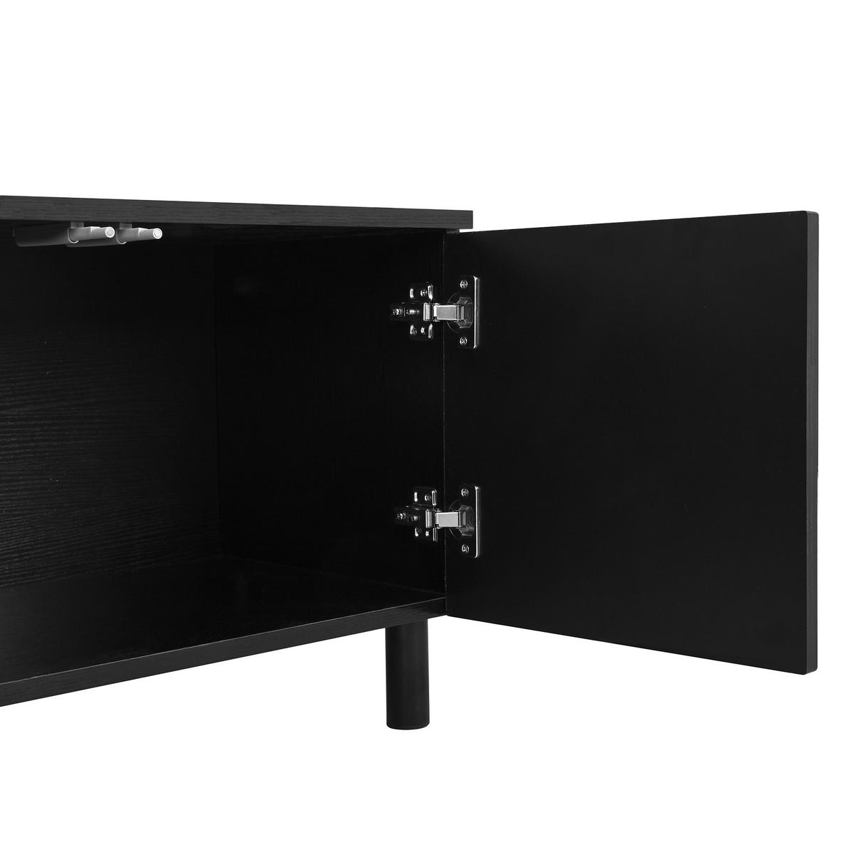 LOWBOARD in Schwarz TV-Schrank mit Metallfüße und 5 Türen, 180 L / 38 B / 45H, für Wohnzimmer - Schwarz, Holzwerkstoff/Metall (180/45/38cm) - STILVORA