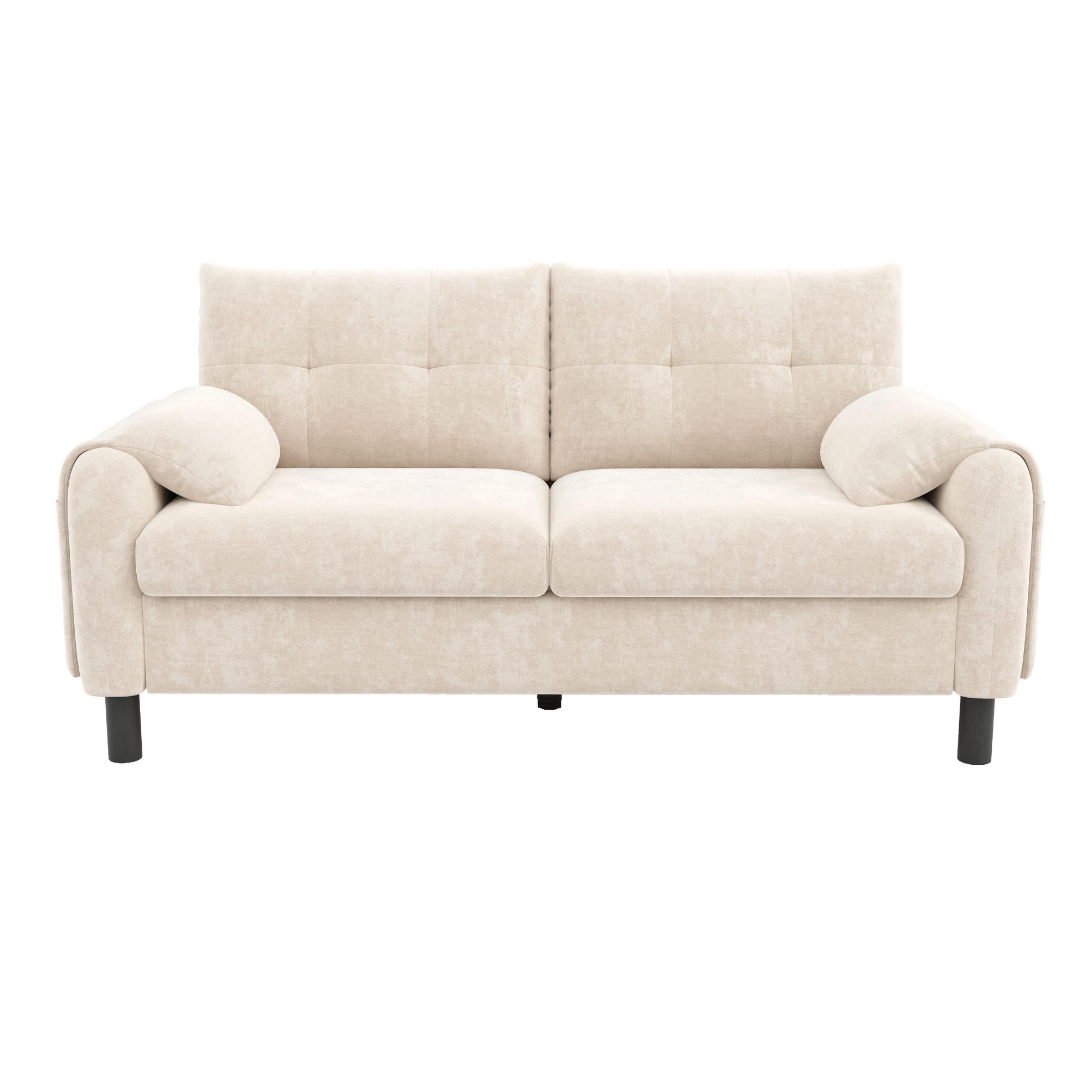 Redom POHOVKA pro 2 osoby 158/80/88,5 cm s bočními kapsami a polštáři z chenille, Béžová