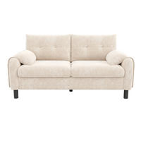 2-SITZER Sofa Chenille mit Seitentaschen und 2 Kissen 158/80/88,5 cm Beige - Beige, Textil (80/88.5/158cm) - Redom