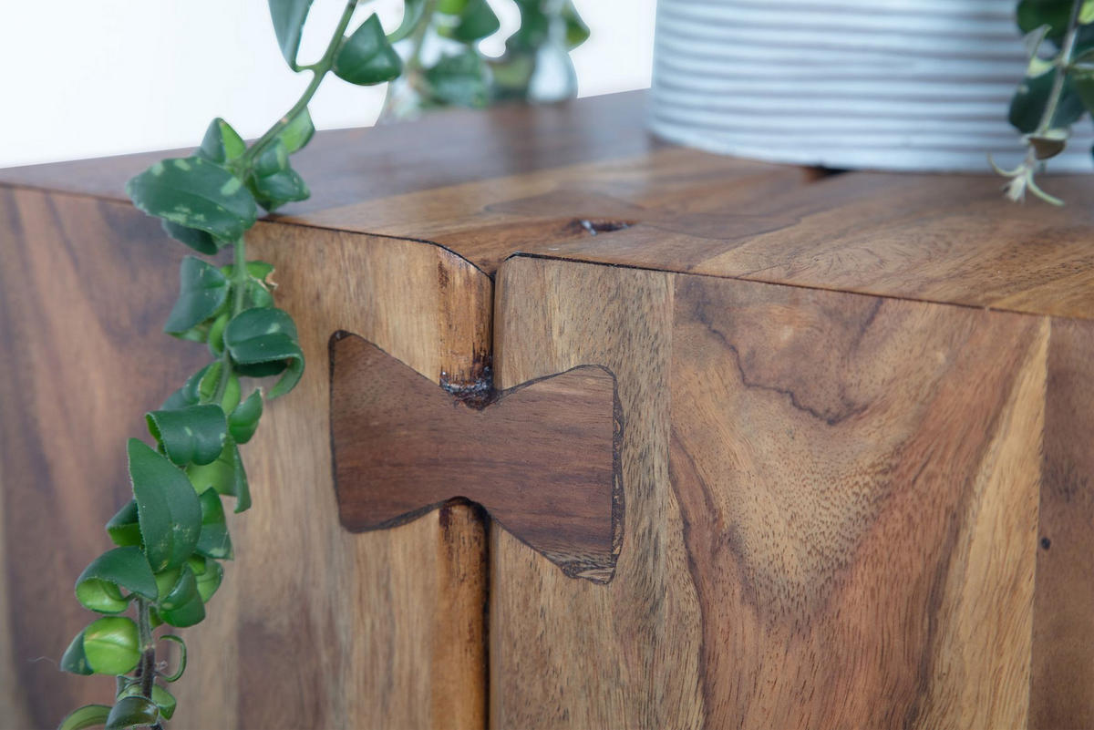 BEISTELLTISCH – Massivholz Braun Industrial 45x30x45 cm - Schwarz/Braun, Holz/Metall (30/45/45cm) - KADIMA DESIGN