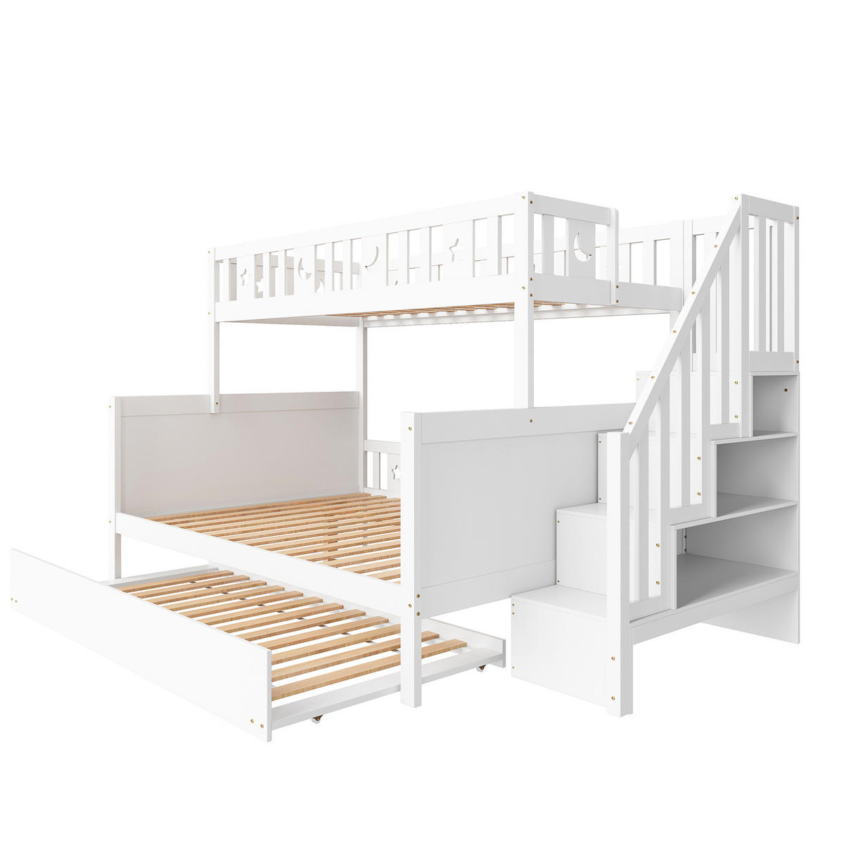 ETAGENBETT 90/200-140/200 cm Weiß mit Stauraum und Sicherheitsleiter - Weiß, Holz (140/200cm) - MIVRAY