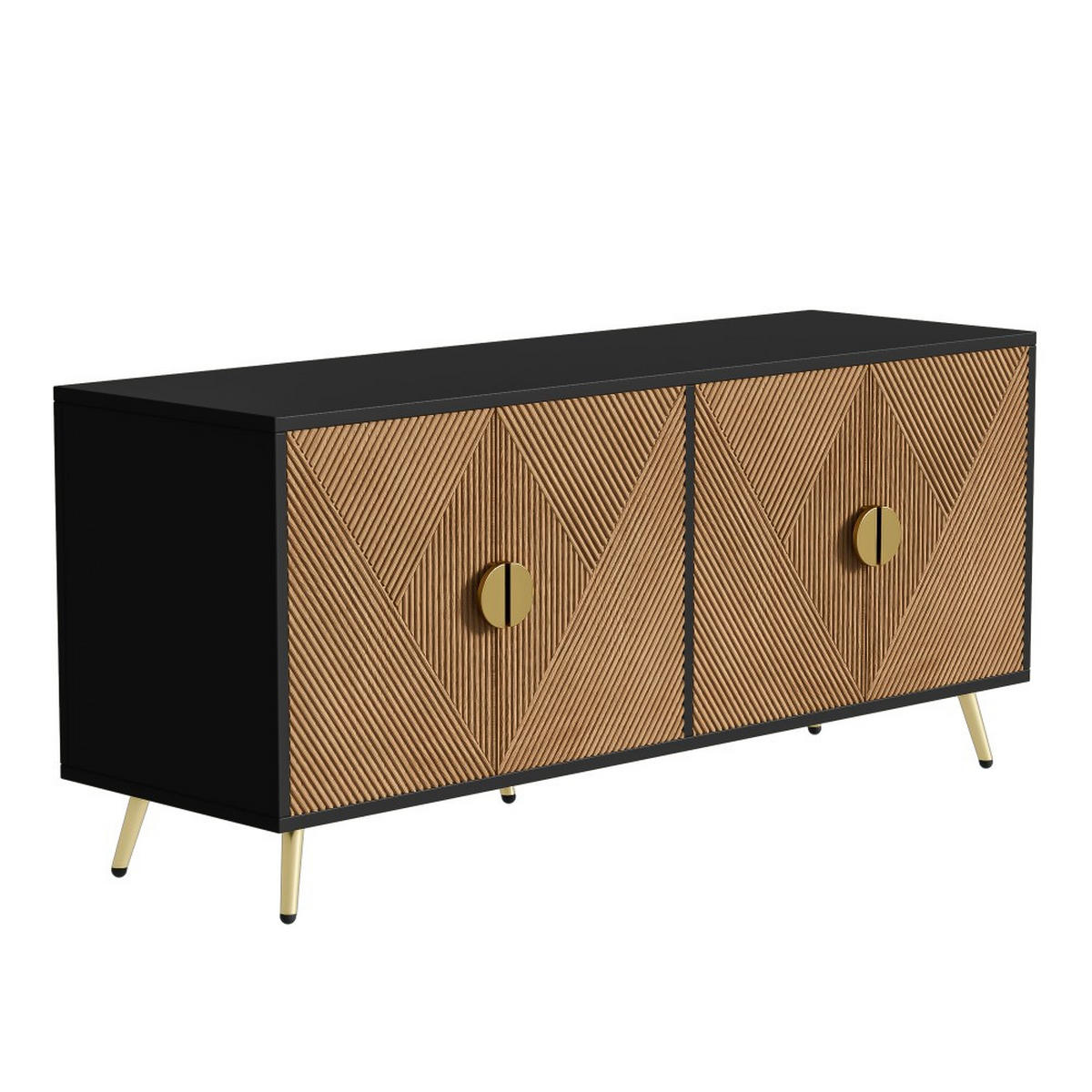 SIDEBOARD160/40/75CM mit Vier Türen - Schwarz, Holz (40/75/160cm) - KOMHTOM