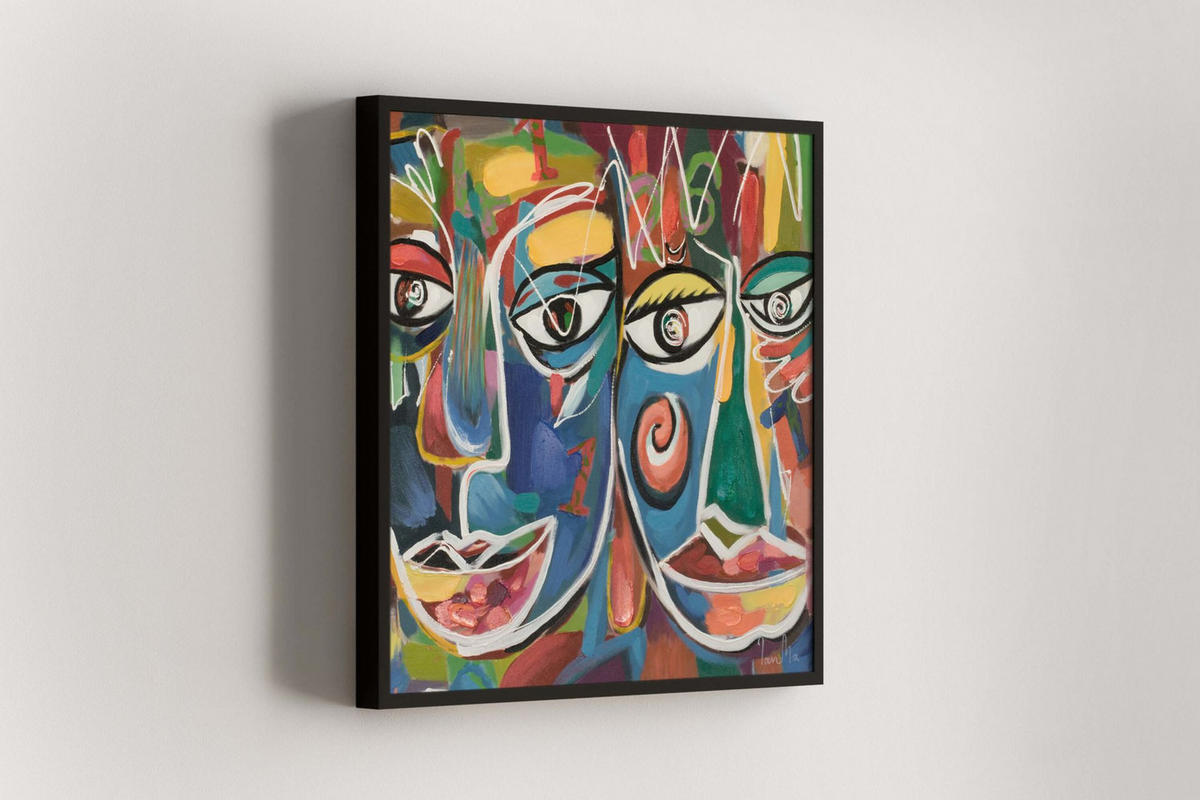 ACRYLBILD HANDGEMALT 60/60 cm - Multicolor/Weiß, Holz/Textil (1.1/60cm) - KUNSTLOFT