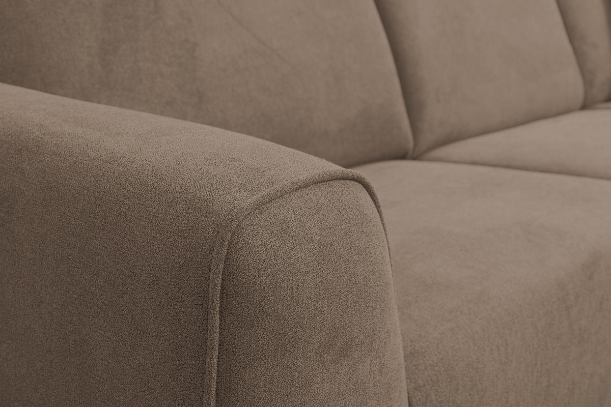 ECKSOFA Mula in L-Form, Coach Farbe: Braun, Velourstoff, Ottomane Rechts - Braun, Textil (274/210cm) - VENASI MÖBEL