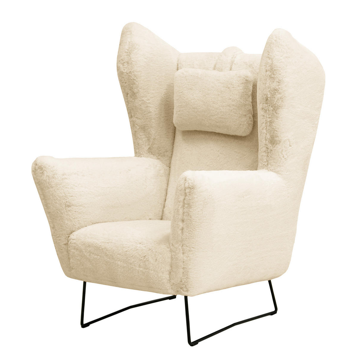 SESSEL - Creme/Schwarz, Textil/Metall (80/112/92cm) - home24