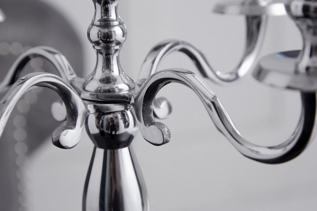 KERZENSTÄNDER MODERN BAROCK Metall Silber 40 cm - Silberfarben, Metall (33/41/33cm) - riess-ambiente