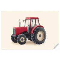 KINDERTAPETE - Traktor - Minimalistisch - Illustration - Rot - 400x260 cm - Rot, Papier (400/260cm) - OnlyWow