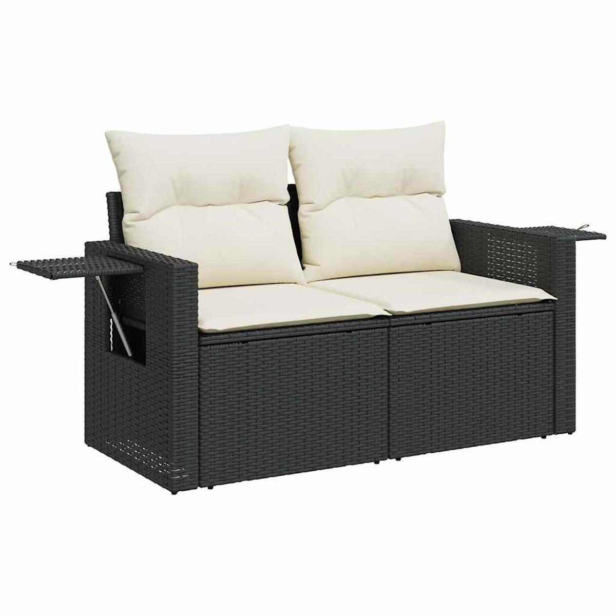 GARTEN-SOFAGARNITUR 4Er Set Mit Kissen Schwarz Poly Rattan - Schwarz, Kunststoff - vidaXL