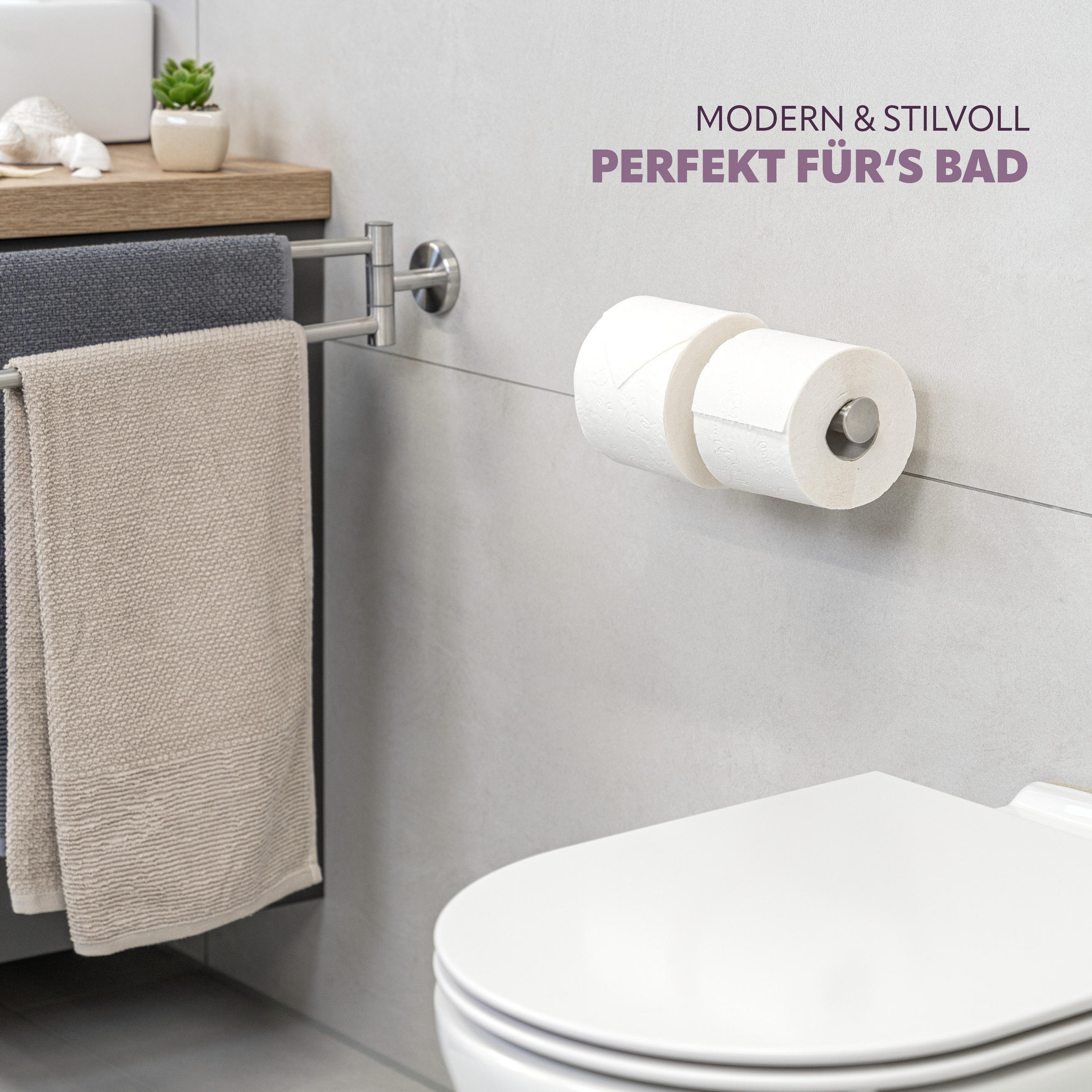 TOILETTENPAPIERHALTER PIAZZA, Edelstahl - Edelstahlfarben, Metall (24/6/10cm) - bremermann