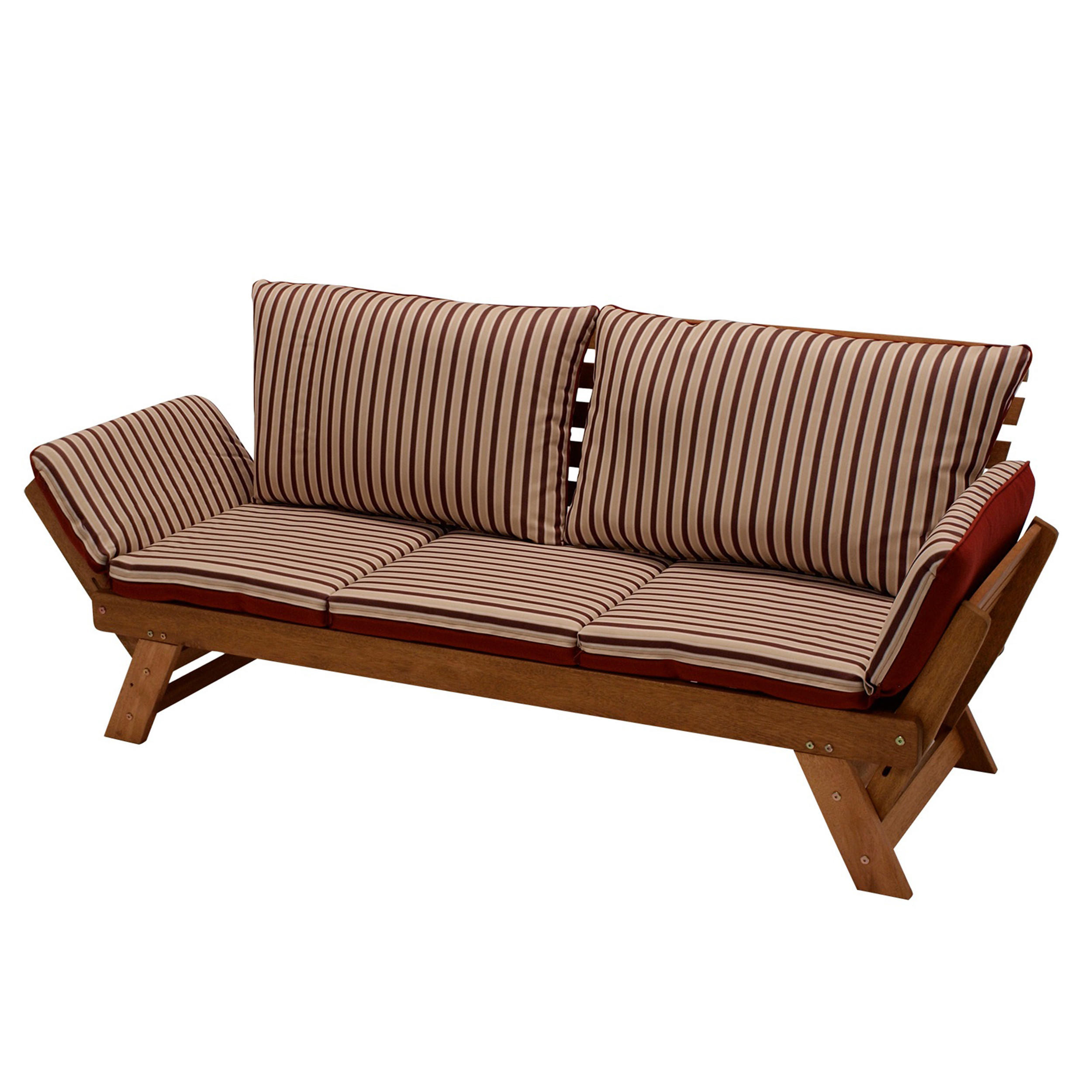 LIEGESOFA Nottingham - 202 cm mit Wendeauflage - Eukalyptusholz geölt - Braun, Holz (69/77/202cm) - TPFGarden