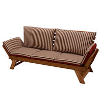LIEGESOFA Nottingham - 202 cm mit Wendeauflage - Eukalyptusholz geölt - Braun, Holz (69/77/202cm) - TPFGarden