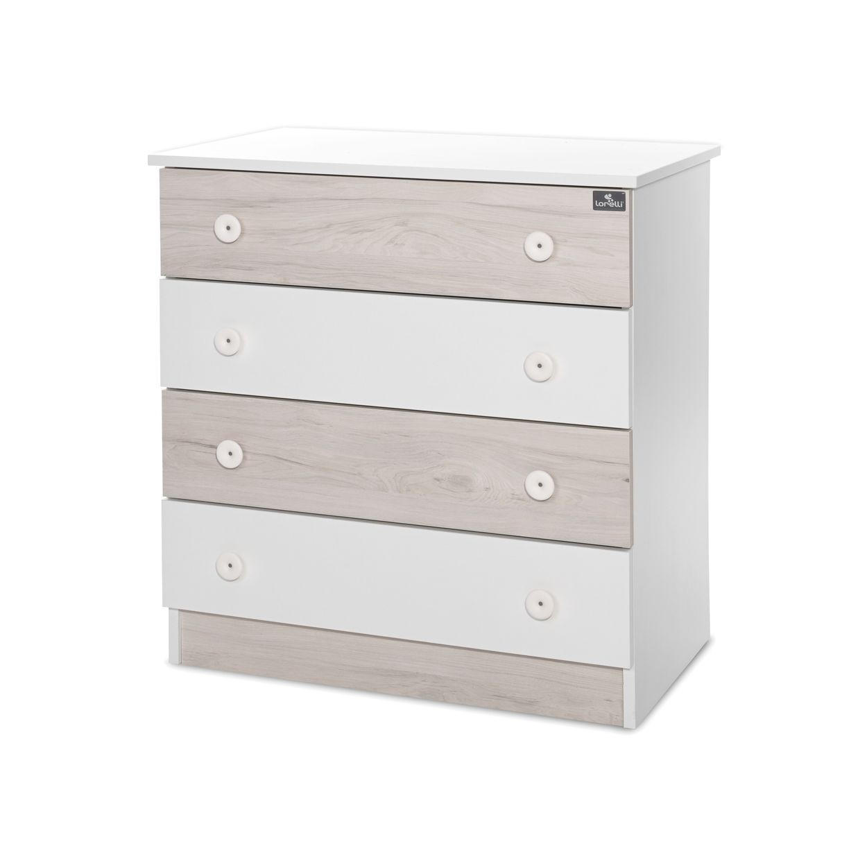 KOMMODE Dresser grau weiß 81 x 50 cm, 4 große Schubladen, Melamin-Spanplatte, Kinderzimmer - Grau, Holzwerkstoff (50/86/81cm) - Lorelli