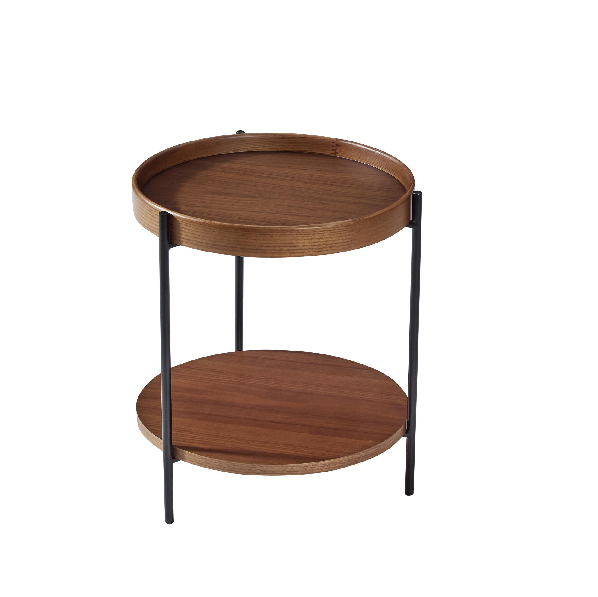 COUCHTISCH-SET 44/44/48 cm walnuss aus Massivholz und MDF mit 2 Ebenen - Walnussfarben, Holzwerkstoff (44/44/48cm) - OKWISH