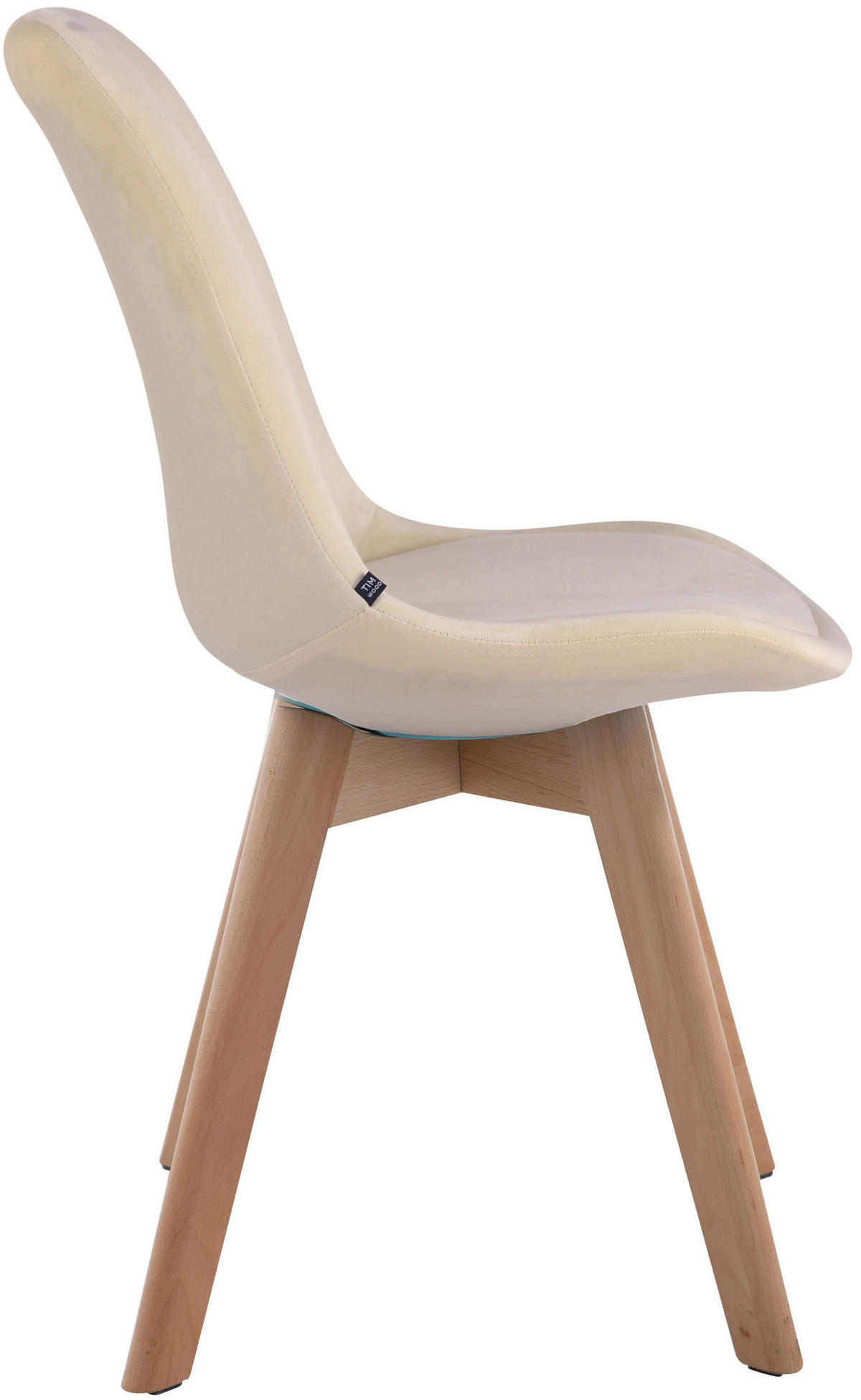 STUHL Samt creme - Eukalyptusholzfarben/Creme, Holz/Textil (48/84/55cm) - CLP
