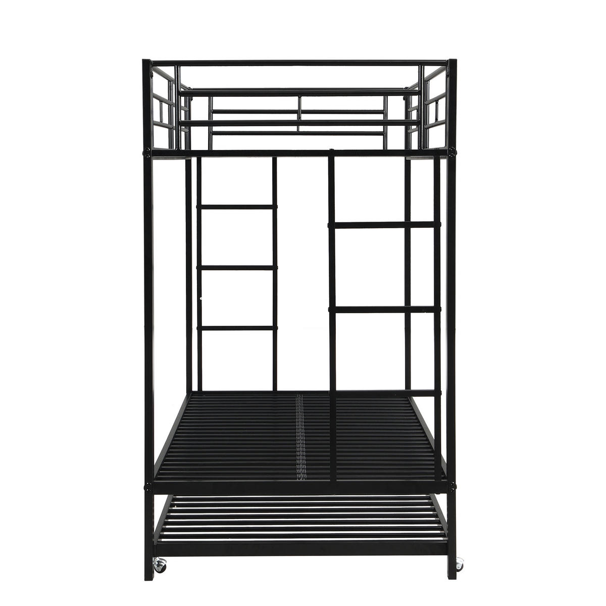 ETAGENBETT 90x200cm Schwarz Metall Ausziehbett EN747 hohe Geländer - Schwarz, Metall (90/200cm) - FLIEKS