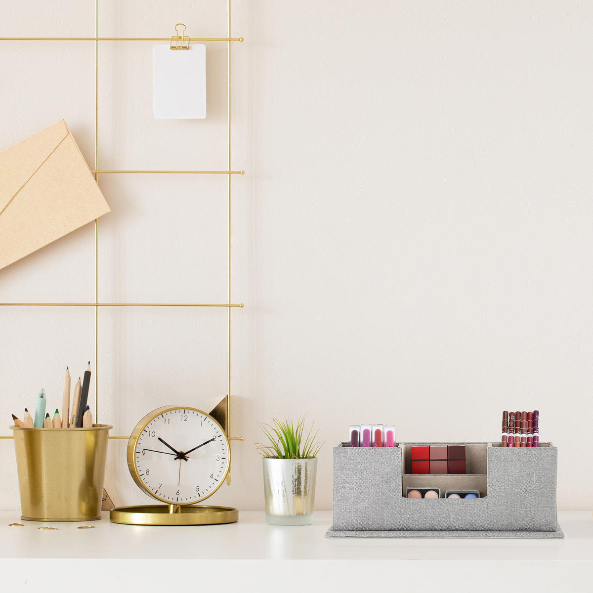 SCHREIBTISCHORGANIZER - Grau, Holzwerkstoff/Kunststoff (11/29.5/11cm) - Relaxdays