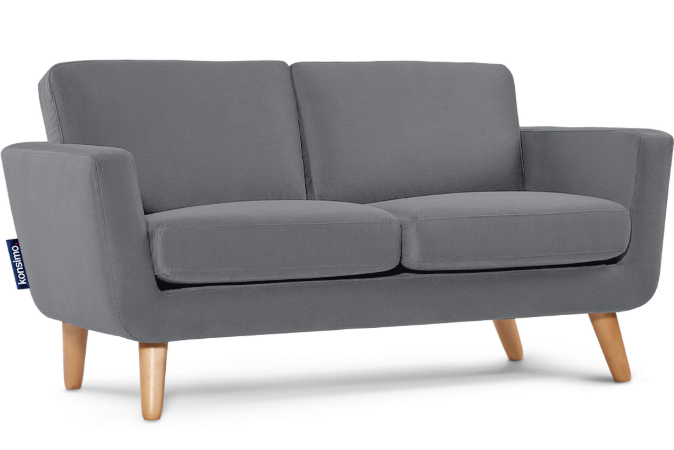 2-SITZER-SOFA TAGIO mit Armlehnen, grau - Braun/Grau, Buchenholz/Textil (153/80/84cm) - KONSIMO®