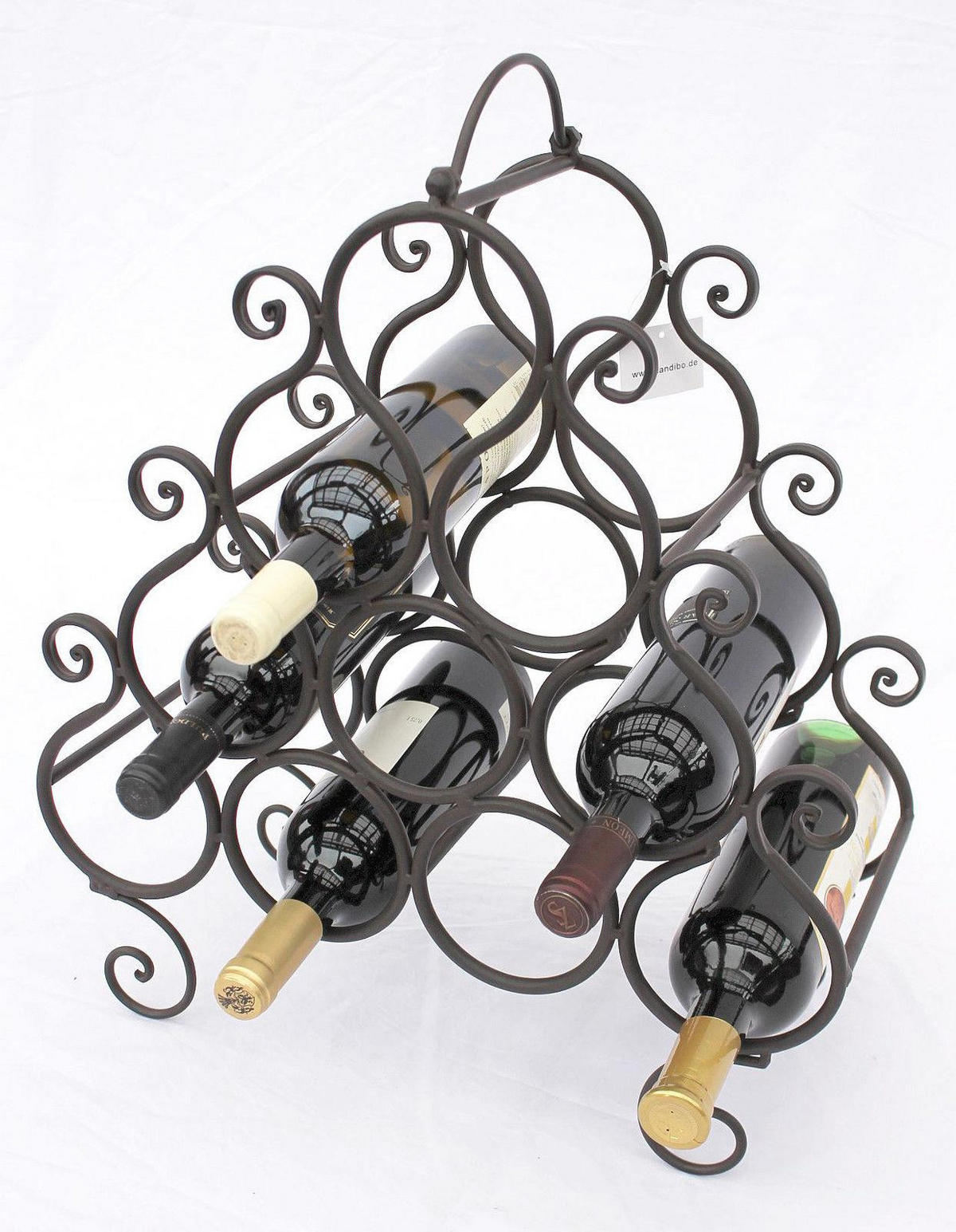 WEINREGAL für 10 Flaschen Metall Dunkelbraun 43/19/52 cm - Braun, Metall (43/52/19cm) - DanDiBo