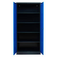 STAHLSCHRANK Bee mit 5 lackierten Fachböden 195x92x42 cm Korpusfarbe Schwarz Frontfarbe Enzianblau - Blau, Metall (92/195/42cm)