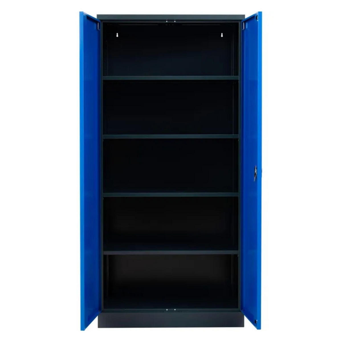 STAHLSCHRANK Bee mit 5 lackierten Fachböden 195x92x42 cm Korpusfarbe Schwarz Frontfarbe Enzianblau - Blau, Metall (92/195/42cm)
