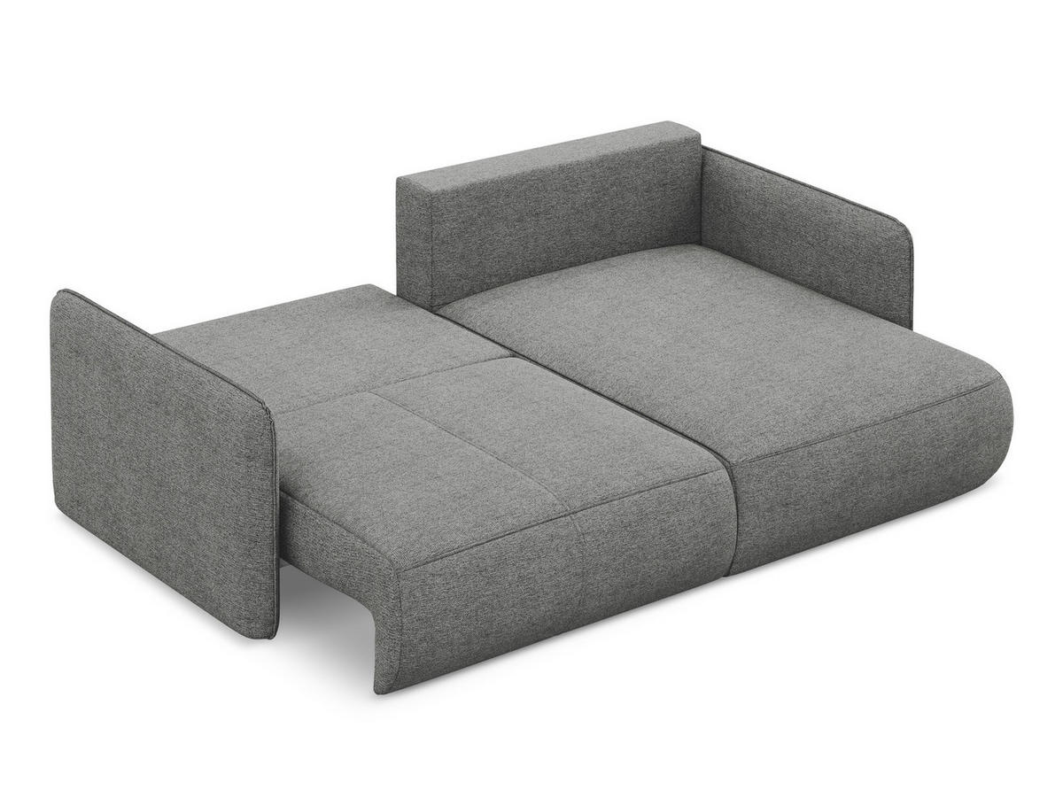 ECKSOFA mit Schlaffunktion Chenille Stoff Grau - Schieferfarben/Schwarz, Kunststoff/Textil (207/148cm) - Makamii