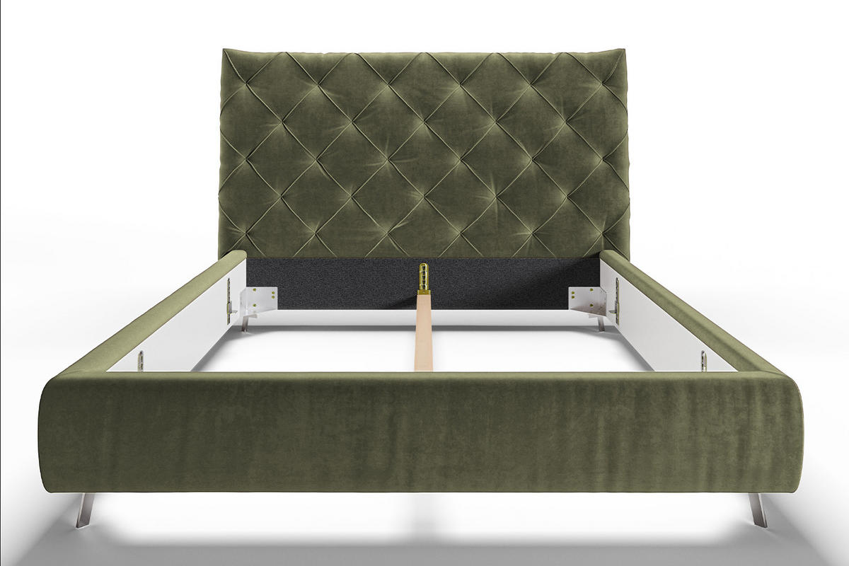 POLSTERBETT ANNY Grün Massivholz - Grün, Textil (140/200cm) - KAWOLA