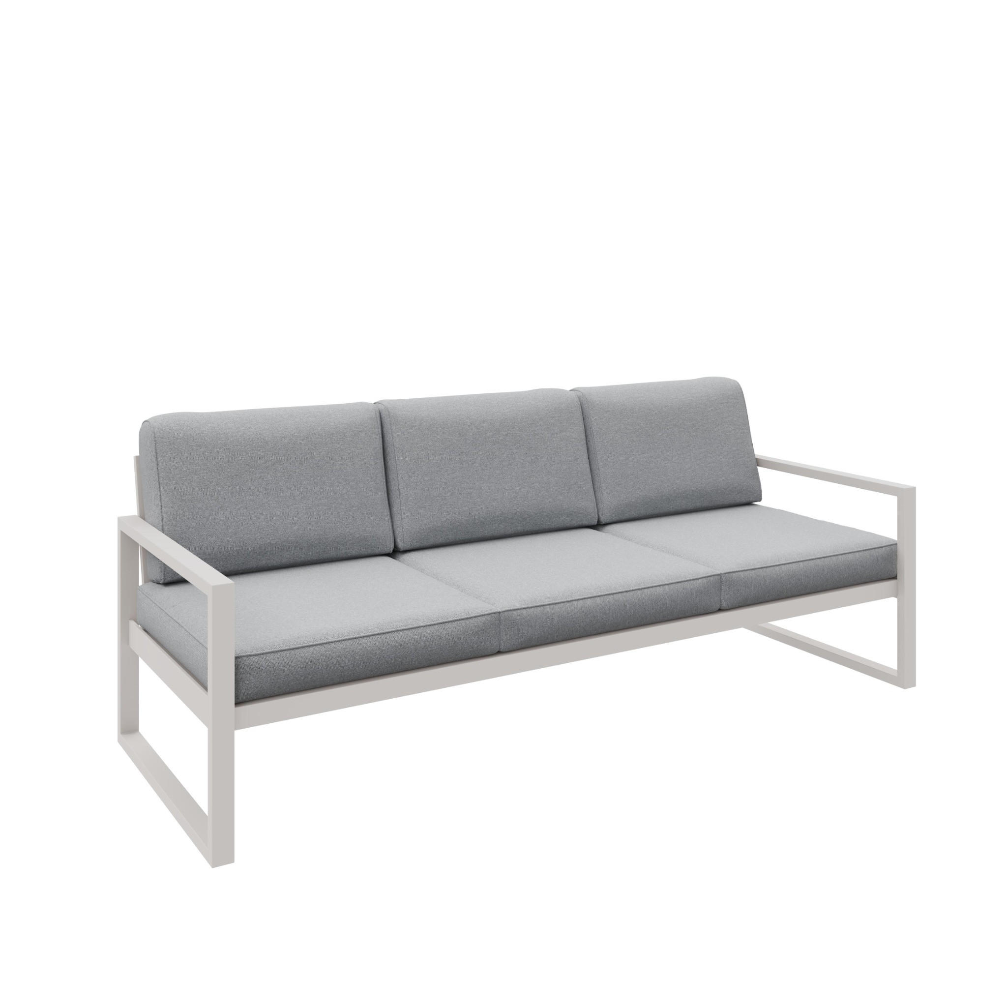 GARTENSOFA 3 Sitzer Madera 216x80cm, kaschmir, hellgrau - Kaschmir/Hellgrau, Kunststoff/Metall (216/86/80cm) - Margaret Hadas24