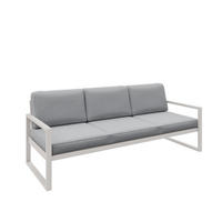 GARTENSOFA 3 Sitzer Madera 216x80cm, kaschmir, hellgrau - Kaschmir/Hellgrau, Kunststoff/Metall (216/86/80cm) - Margaret Hadas24