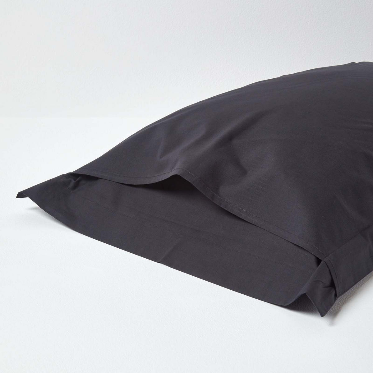 KISSENBEZUG Perkal mit Stehsaum, Fadendichte 200 - Schwarz, Textil (48/74cm) - Homescapes