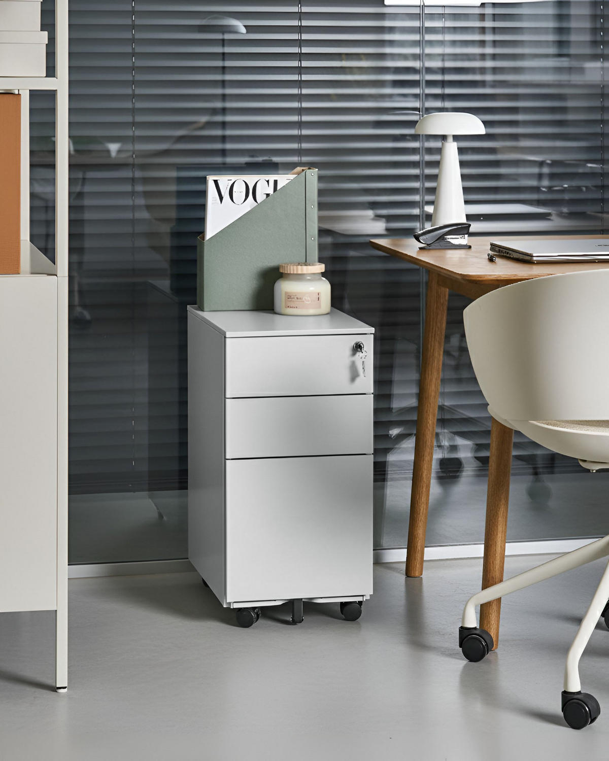 BÜROSCHRANK Metall Hellgrau Bolsena - Hellgrau/Grau, Metall (30/60/45cm) - Beliani