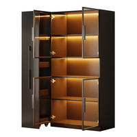 VITRINE 110/35/160 cm aus MDF mit LED-Beleuchtung und ausziehbaren Seitenregalen Schwarz - Schwarz, Holzwerkstoff (110/160/35cm) - Modenvie