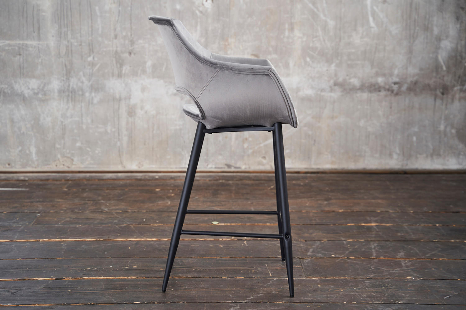 THEKENHOCKER ZAJA Grau Velvet - Grau, Textil (57/103/59cm) - KAWOLA