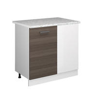ECKUNTERSCHRANK R-Line Grau 86 cm, AP Marmor - Weiß/Braun, Holzwerkstoff (86/81.6/60cm) - Vicco
