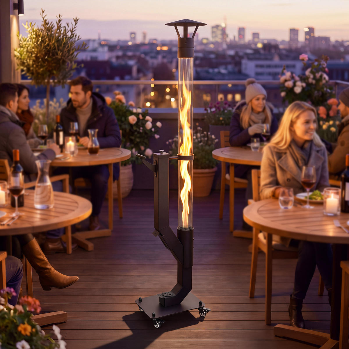 TERRASSENHEIZER Vexnal 32.5/21/167 cm - Schwarz, Glas/Metall (21/167/32.5cm) - ZMH