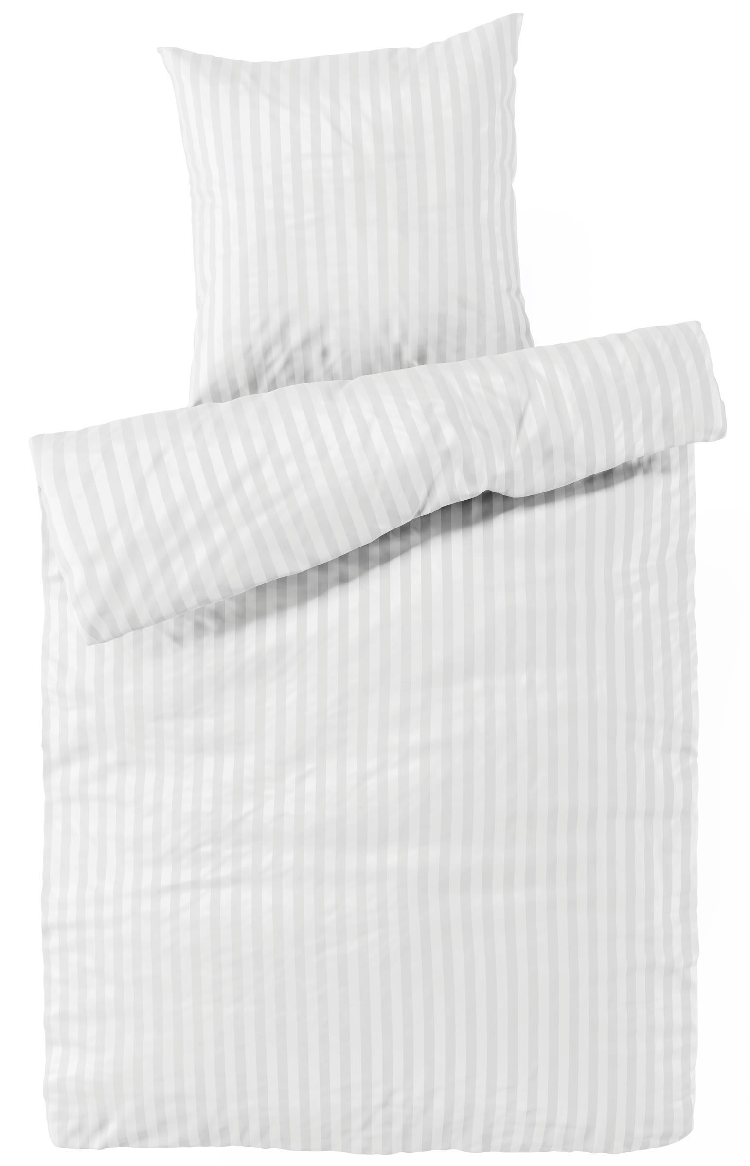 BETTWÄSCHE Damast 135x200 Weiß gestreift Bettbezug - Made in Germany - Weiß, Naturmaterialien/Textil (135/200cm) - Carpe Sonno