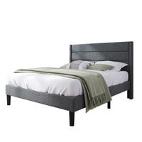 POLSTERBETT 140/200 cm dunkelgrau aus Leinen mit Matratze - Dunkelgrau, Textil (140/200cm) - OKWISH