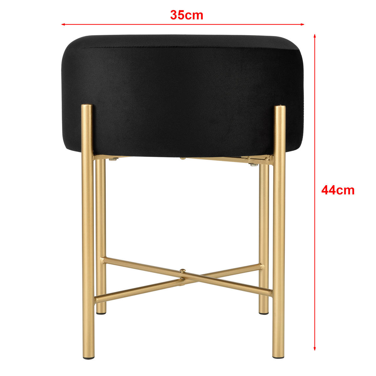 SITZHOCKER Kungälv - Messingfarben/Schwarz, Textil/Metall (35/44/35cm) - [en.casa]