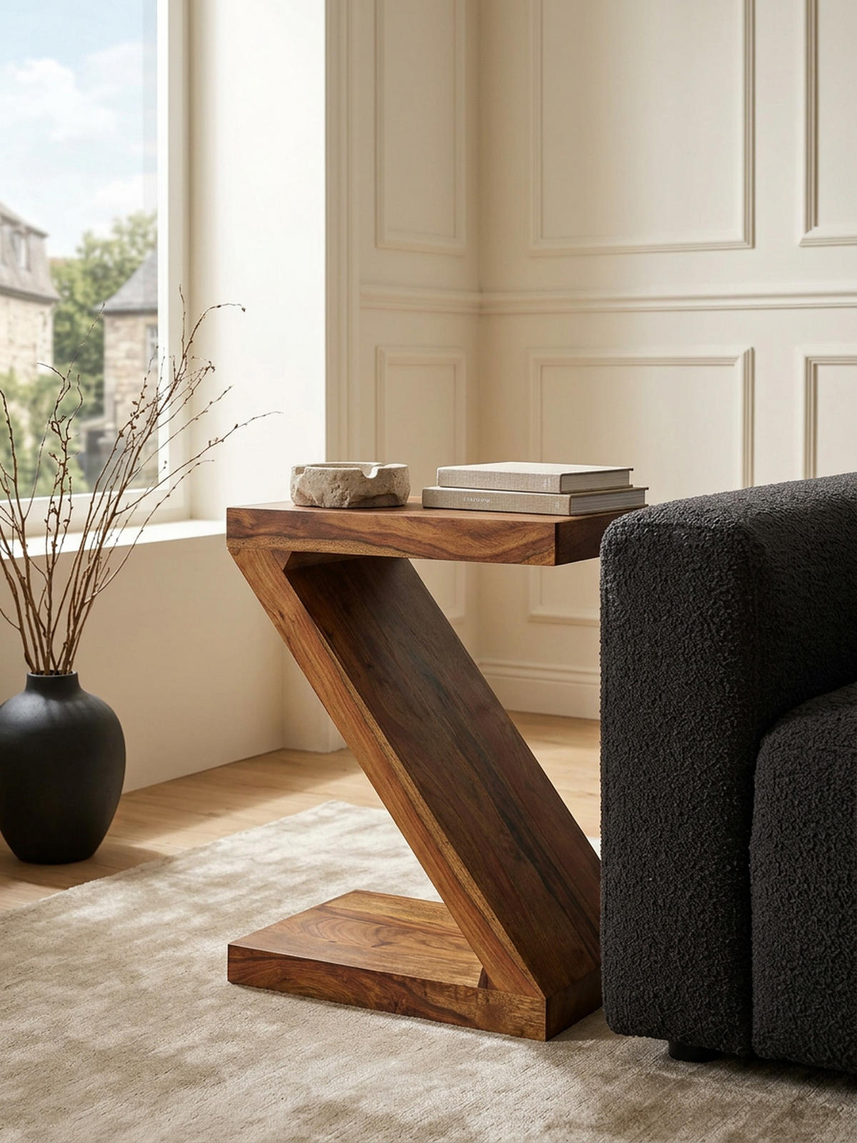 BEISTELLTISCH Massivholz Z-Form Handgefertigt, Braun 44x30x59 cm - Braun, Holz (30/44/59cm) - KADIMA DESIGN