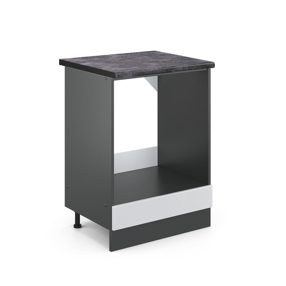 HERDUMBAUSCHRANK R-Line Weiß Landhaus 60 cm, AP Anthrazit - Anthrazit/Creme, Holzwerkstoff (60/81.6/60cm) - Vicco