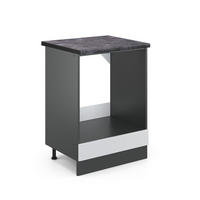 HERDUMBAUSCHRANK R-Line Weiß Landhaus 60 cm, AP Anthrazit - Anthrazit/Creme, Holzwerkstoff (60/81.6/60cm) - Vicco