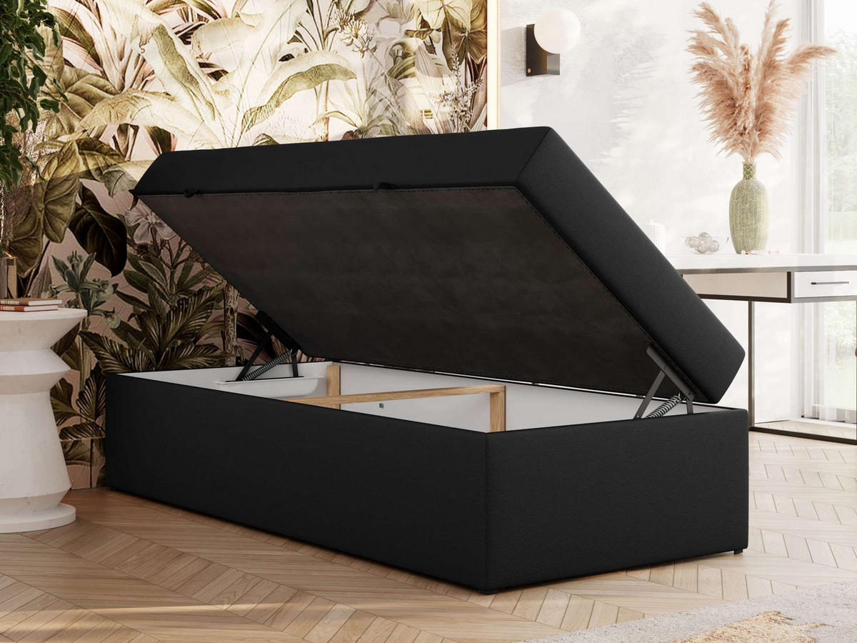 BOXBETT ZERO 90/200 - Schwarz Kunstleder - H4 - Topper Visco - Schwarz, Textil (90/200cm) - MKS