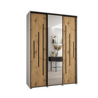SCHWEBETÜRENSCHRANK 235,2/170/60 3-türig - Schwarz/Eiche Artisan, Holz/Metall (170/235/60cm) - Abiks Möbel