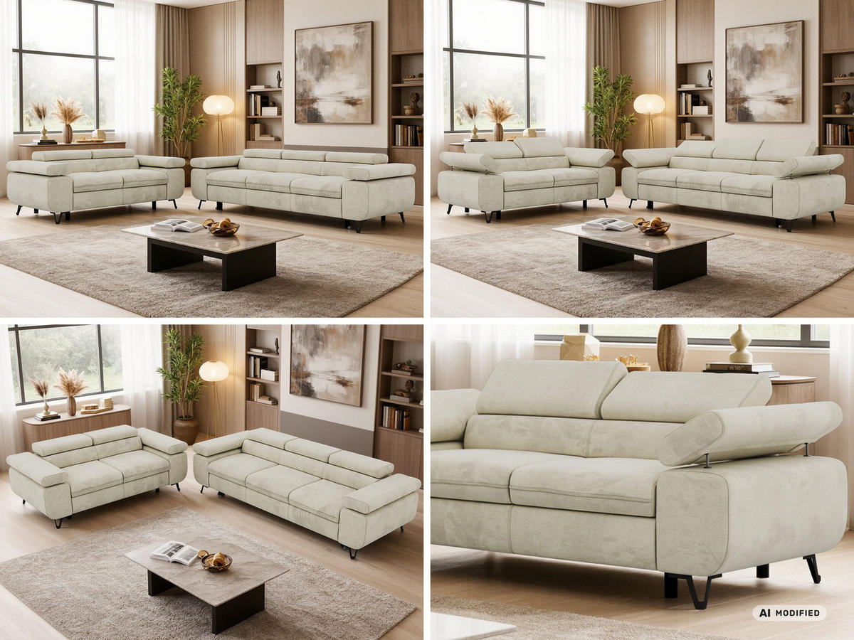 SEDACÍ SOUPRAVA PETERS 2+3 - Béžová Samet - černá/béžová, kov/textil (262/76/99cm) - MKS