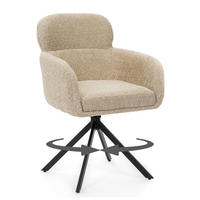 STUHL BIONE drehbar gepolsterter mit Steppung - hellbeige - Boucle - Beige/Schwarz, Textil/Metall (58/88/59cm) - NEW HOME